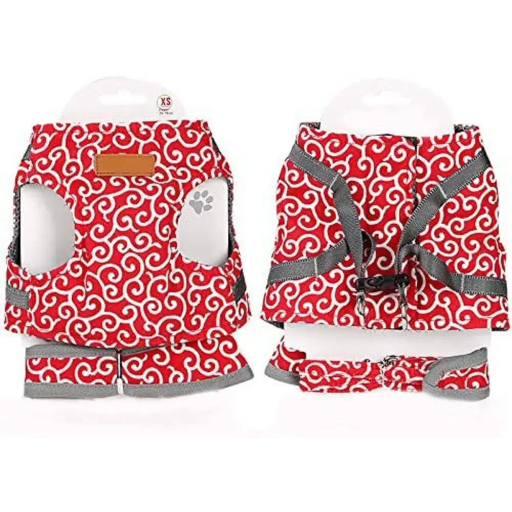 Red Dog Cat Harness & Leash Set – Soft Mesh Escape-Resistant (XS/S)